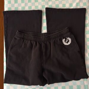 VS PINK Black and White Campus Logo Flare Baggy Sweatpants Size Large